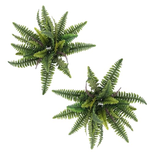Bdor 2 Pack 25" Artificial Boston Fern Stems, Large Faux Fern Plants Silk Greenery Bushes for Indoor Outdoor Decoration, Realistic Fake Ferns for Home Garden Office Wedding Patio Decor