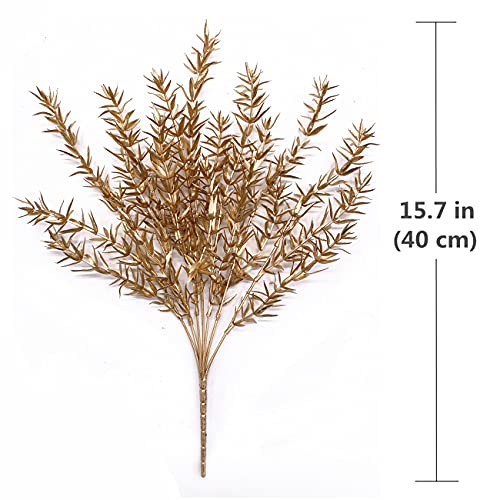 CATTREE Artificial Plants for Christmas, Faux Grass Shrubs Fake Sharp Leaves Gold 3 Pack, Simulation Leaf Bushes for Home Indoor Outdoor Garden Wedding Decoration Hall Table Planter Filler - color: Golden Sharp Grass - 3 Pcs