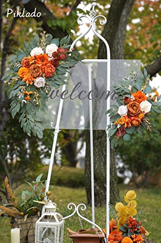 Faux Flower Swag Set of 2 for Wedding Welcome Signs Floral Swag Reception Ceremony Decor Orange - color: Orange