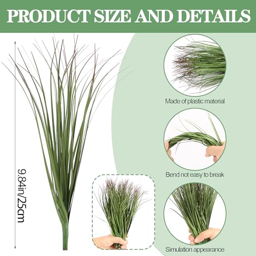 FOIMAS 24pcs Artificial Grass Plants,9.84" Faux Shrubs Wheat Grass Greenery Stems Fake Plants for Indoor Outdoor Home Decoration - size: 9.84