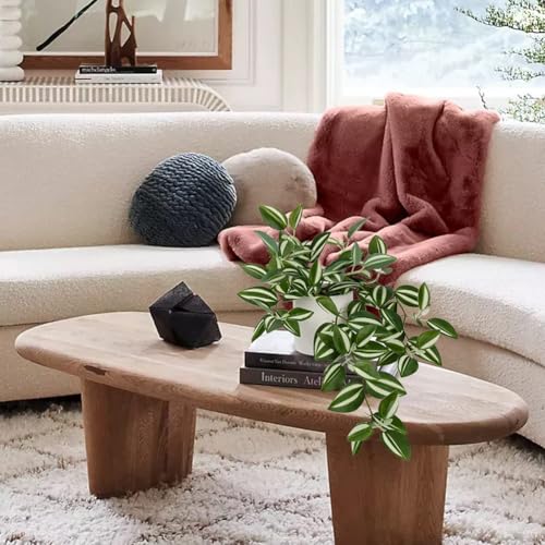 GnFlus Fake Hanging Plants, 20 Inch Artificial Ivy Plant in Ceramic Pot Faux Vine Potted for Home Bedroom Office Table Shef Desk Indoor Outdoor Decor (Green/White) - color: Green/White-ceramic Pot
