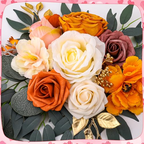 2 Pcs Wedding Arch Decorations - Reusable Artificial Hanging Flowers Floral Swag Greenery Garland for Wedding Welcome Sign Backdrop Bridal Ceremony Reception Backdrop Decoration(Orange) - color: Orange