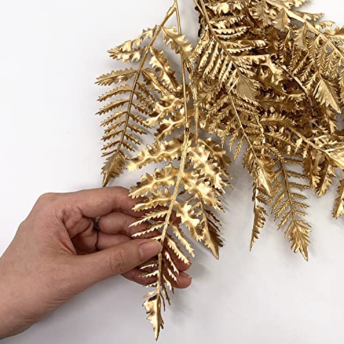 CATTREE Christmas Artificial Plants Decoration, Plastic Golden Boston Shrubs Plant Simulation Fern Leaves Fake Grass for Wedding Party Indoor DIY Home Office Table Centerpieces Decor - Gold 3 Pack - color: Gold Boston Grass - 3 Pcs