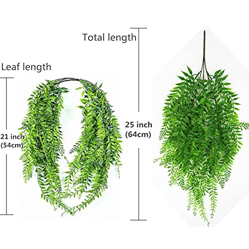 Fake Weeping Willow, Artificial Hanging Plants Plastic Greenery Leaves Plant Faux Vine Hanging Vines Ivy Garland for Home Indoor Outdoor Face Wall Decoration Garden Basket Wedding Party Decor - 4 Pcs - color: Hanging Willow Vine 4pcs