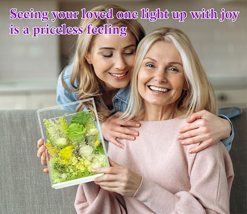 Valley of Rain & Forest Long-Lasting Real Flowers With Delivery | Handcrafted Preserved Rose Bush For You to Send Love for All Occasions, Indoor Floral Decor (Green Rose Spring-themed) - color: Green Rose