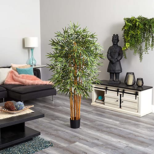 Nearly Natural 5ft. Curved Bamboo Silk Tree - size: 5ft