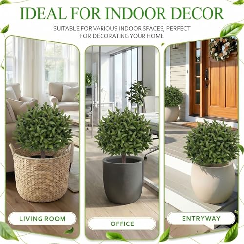 Artificial Olive Branch and Fruit Topiary Trees with Spikes for Outdoor 23" Set of 2, UV Resistant Faux Greenery Shrubs, Realistic Fake Bushes Plant for Garden Yard Front Porch Patio Decor - color: Olive