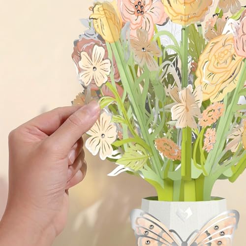 Lovepop Opulent Rose Luxe Bouquet - 3D Foil Rose Bouquet for Mom, Wife, Her, Daughter (Mother's Day, Birthday, Anniversary, Thank You) 12" - Blank Notecard & Envelope Included - color: Opulent Rose Luxe Bouquet