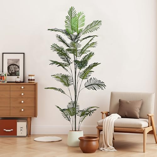 Christopher Knight Home Luke 86''H Artificial Tree Indoor, Artificial Palm Tree with Nursery Pot, Faux Tree for Living Room, Artificial Plant for Home Office Decor, 1pcs with Black Plastic Pot, Green - color: Green/86''h
