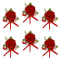 Marriwise 6pcs Rose Boutonniere for Men, Artificial Flowers Wedding Groom Groomsmen Boutonniere for Wedding/Anniversary/Prom/Rustic Wedding/Homecoming (Red) - color: Red