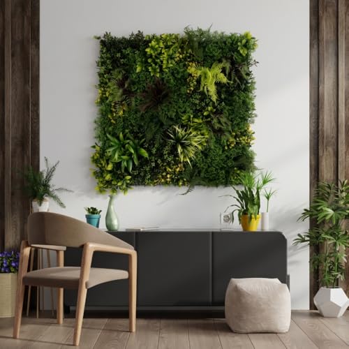 ULAND Artificial Plant Wall Panels, 1pc 40"x40" Greenery Grass Wall Backdrop Decoration, Faux Ivy Leaves Outdoor Privacy Fence Covering (B082) - color: B082