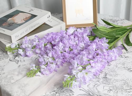 Light Purple Delphinium Artificial Flowers 5PCS Silk Flowers with Stems Snapdragon Long Stem for Tall Vase Home Wedding Centerpieces Decor (Light Purple) - color: Light Purple