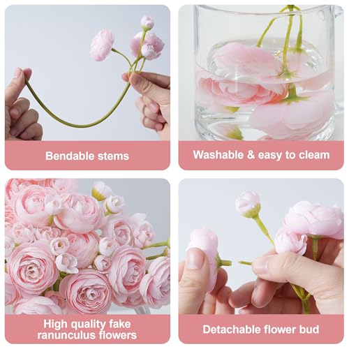 Ranunculus Artificial Flowers 18 Pcs, Faux Silk Mini Peonies Bulk Flowers for Vase, Fake Wedding Filler Flowers for DIY Bouquets, Centerpieces Arrangements Bridal Shower Decor, Shabby Blush - color: Shabby Blush