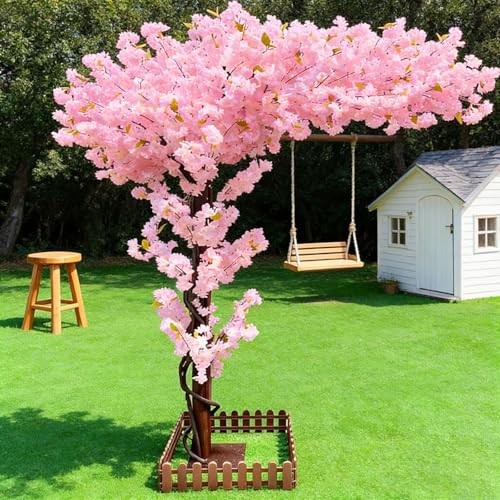 Big Artificial Cherry Blossom Trees 6.7ft Pink for Home Decor Indoor Outdoor,Arbol De Cerezo Artificial Grande,Faux Fake Cherry Blossom Tree for Office HotelGarden Party Wedding - color: Pink, size: 6ft 7in