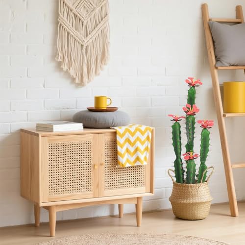 30inch Fake Cactus with Red Flowers, Faux Desert Cacti Fake Cactus Plant, Lagre Artificial Succulents Plants for Indoor and Outdoor Home Office Decor