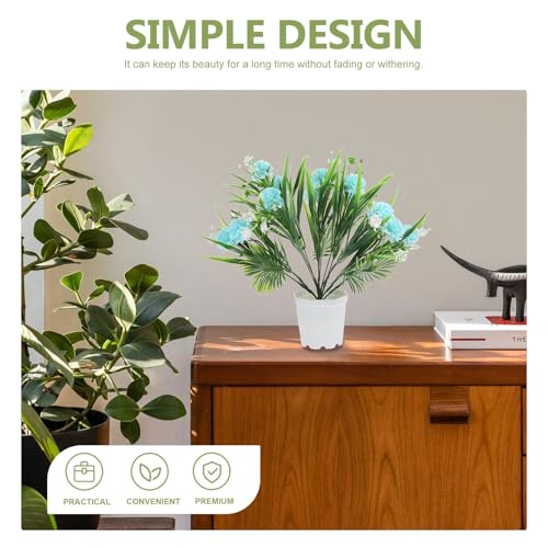 Artificial Light Purple Carnation Bouquet Faux Potted Plant with Pot, Small Artificial Flower Centerpiece for Wedding, Home Decor, and Table Arrangement