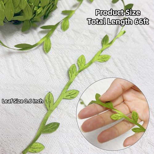 66 ft Leaf Ribbon, Artificial Eucalyptus Garland Rattan Leaf String, Decorative Jungle Wild Green Plant Leaves for Baby Shower Home Wedding Party Spring Decor Balloon Garland Wreaths DIY Craft - size: Small 66 ft