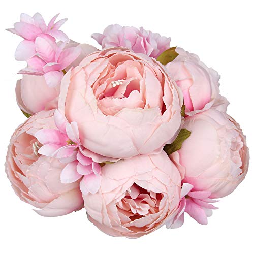 Silk Peony Bouquet Vintage Artificial Peonies Flower for Home Wedding Party Decor (1pcs, Spring Rose Pink) - color: Spring Rose Pink
