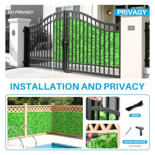 Patio Paradise 39"x117"-1Pc Faux Ivy Fence Privacy Screen Artificial Greenery Wall Backdrop,Fake Grass Wall Panels for Outside Apartment Balcony,Vine Leaf Decor for Outdoor Patio Chain Link - color: Faux Laurel Leaves- Light Green, size: 39" x 117"