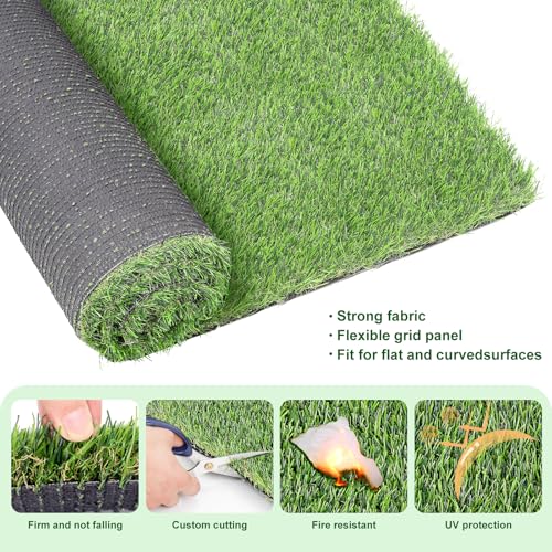 Artificial Grass Turf 3 Feet X 10 Feet, 1.38" Height Perfect Fake Grass Rug with Drainage Holes, Indoor/Outdoor Artificial Turf Mat for Garden Lawn Balcony Pet Landscape Decoration - size: 3 Feet X 10 Feet