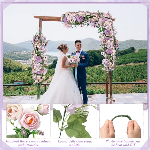 Tigeen Peonies Artificial Flowers Faux Roses Silk Flowers Hydrangea Artificial Bouquet for Wedding Table Centerpiece Floral Vase Home Office Bridal Decor(Purple,24 Bundles) - color: Purple
