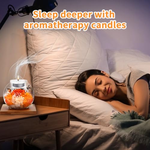 Flowers for Delivery, Preserved Flower in Glass Dome with Scented Candle, Long Lasting Rose Gifts for Women Wife Girlfriend on Christmas Mothers Day Valentines Day Birthday (Orange) - color: Orange