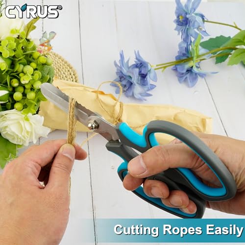 CYRUS Serrated Pruners Flower Scissors Floral Shears for Cutting Flowers,Garden Shears with Integrated Stab Remover,Florist Cutters Rose Snips,Blue - style: Blue2