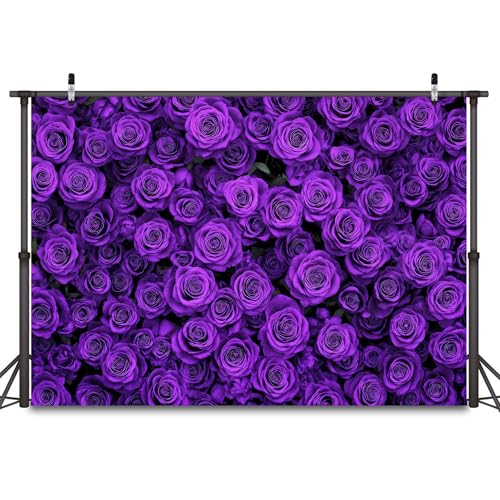 5 x 3 ft Purple Flower Floral Backdrop Background Photography Flower Wall Lavender Backdrop for Party Wedding Girls Birthday Princess Mother's Day Bridal Shower Anniversary Banner Decor Studio Photo - color: Purple, size: 5X3FT