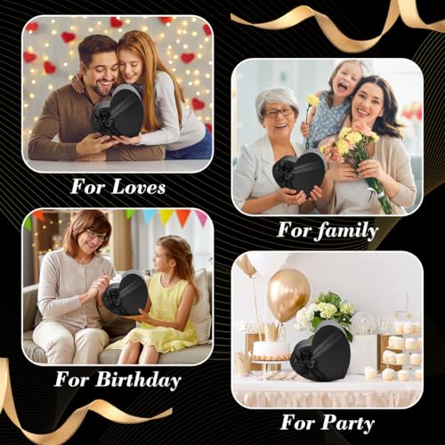 Cabilock Large Black Heart Shaped Box with Lid Luxury Flower Boxes for Arrangements Empty Heart Present Box for Proposals, Weddings Valentine's Day & Mother's Day 10.6" Premium Cardboard Presenta