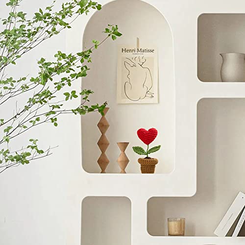JOONOR 3PCS Mini Crochet Sunflower Potted Plant,Knitted Fake Plum Blossom for Bathroom Home Kitchen Rustic Table Centerpiece Shelf Decor - color: Color#1