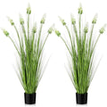 Jexine 2 Pieces 4 ft Artificial Tall Grass Plants Outdoor with White Cockscomb Flower Tall Artificial Grass Green Onions Plant Potted for Housewarming Gift House Garden Lobby Outdoor - color: White Cockscomb Flower
