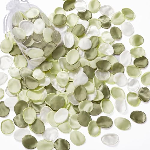 Serwalin 300Pcs Silk Rose Petals Artificial Flower Petals for Weddings Sage Green Fake Rose Petals Flower Girl Aisle Romantic Decor Dinner Table Centerpieces Proposal (3 Color Mixes) - color: Tranquil Sage Green, size: 300pcs