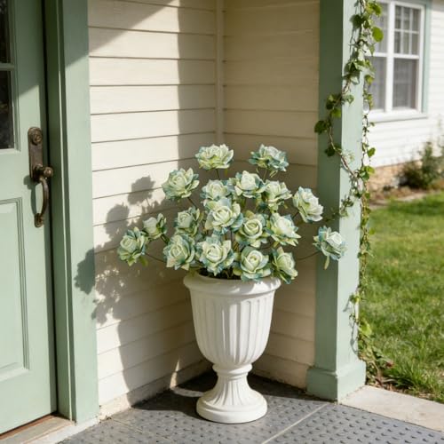 INXUGAO Artificial Flowers Fake Roses for Outdoor, 6Pcs 28" Long Stem Silk Roses for Wedding Indoor Outside Party Decor, Realistic Faux Bouquet for Tall Vase Planter (Green) - color: Rose-green 6 Pcs