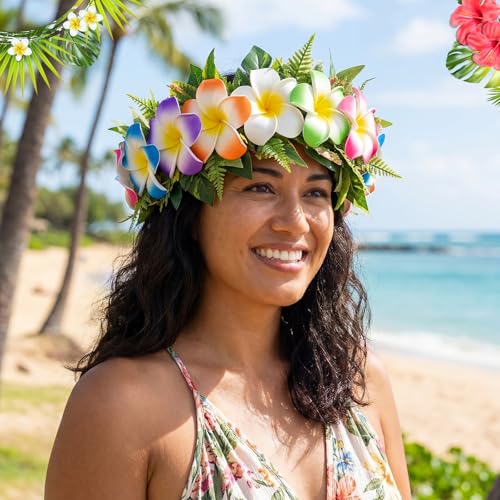 Tigeen 30 Pcs Hawaiian Plumeria Frangipani Artificial Flowers Fake Tropical Flowers with Stems for DIY Birthday Gifts Wedding Home Hawaiian Party Decor Table Centerpiece (Multicolored) - color: Multicolored