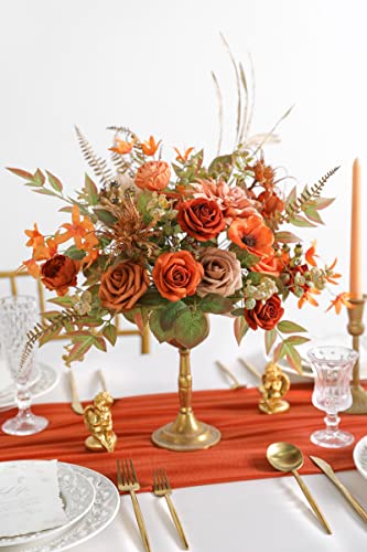 Serra Flora Artificial Greenery Stems Box Set,(Pack of 44pcs) with 7 Kinds of Faux Greenery Picks Filler for DIY Bridal Bouquets Wedding Floral Arrangement Table Centerpieces - color: Autumn Orange