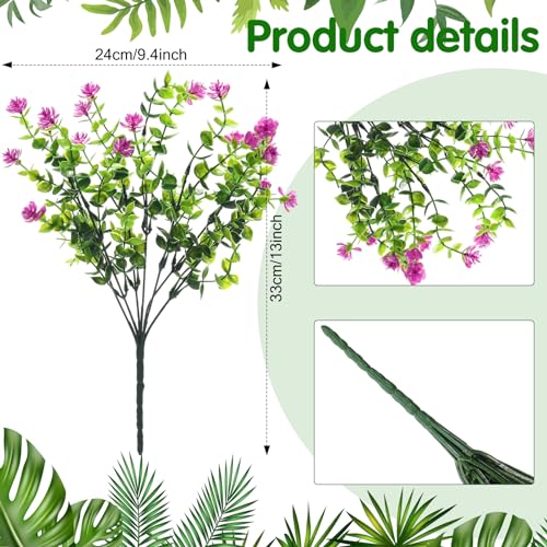 WILLBOND 12 Bundles Artificial Flowers Outdoor, UV Resistant Faux Artificial Plants Shrubs Plastic Flower Bulk for Hanging Planter Porch Window Home Spring Summer Decor(Fuchsia) - color: Fuchsia