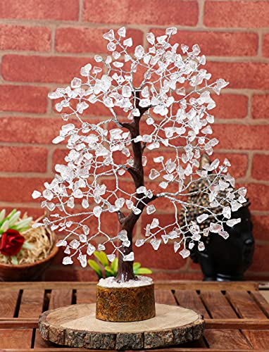 Crocon® Clear Quartz Crystal Tree Birthday Gifts for Women, Men, Friends Healing Crystals Tree of Life Sister Gift for Her, Home Decor, Gift for Mom, House Warming Gift New Home Unique Gifts Idea - color: Clear Quartz (Silver Wire)