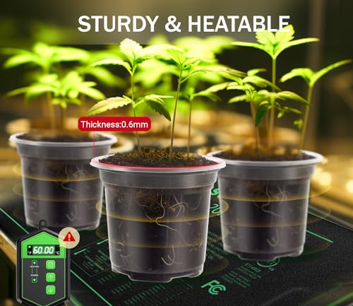 30 Packs Clear Nursery Pots for Plants, 3.5/4/5 Inch High Transparency Plastic Seedling Plant Pot with Drainage Holes, Includes 20 Labels - size: 3.5/4/5 in-30p