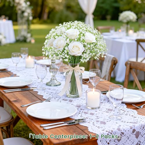 Der Rose 24PCS White Babys Breath Artificial Flowers,11'' Elegant Faux Baby Breath Flowers for Wedding Home Decor, Table Centerpieces & DIY Fake Flowers - size: 24-Baby Breath