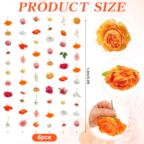 XunYee 6 Pcs 35.4 ft Flower Garlands Artificial Wildflower Vines Floral Hanging Backdrop Fake Flower Garlands Faux Silk Wildflower Vine for Wedding Bridal Shower Home Garden Wall Arch Decor(Rose) - style: Rose