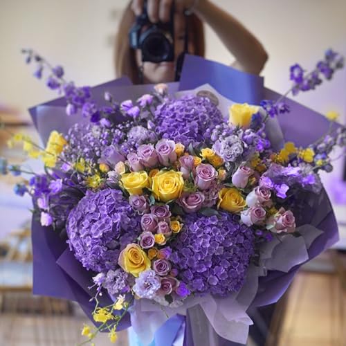 Coferset 5pcs Hydrangea Artificial Flowers Real Touch 20 inch Lifelike Hydrangea Flower for Home Wedding Office Party Living Room Decoration (Purple#2) - color: Purple#2