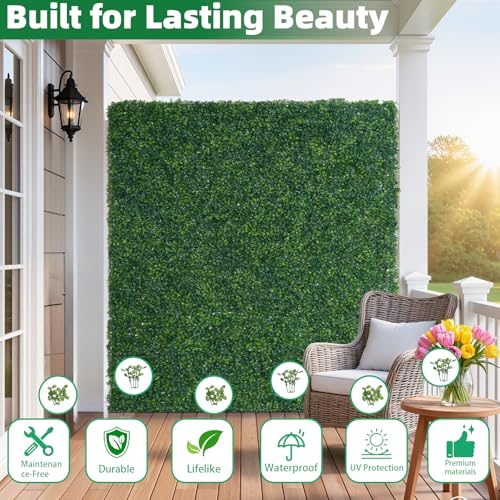 Artificial Boxwood Roll, 71x144 in(72 sqft) UV-Anti Faux Ivy Hedge Grass Wall Panels for Patio and Balcony Privacy, Fake Greenery Backdrop Decor for Fence, Garden, Backyard - size: 71x144inch