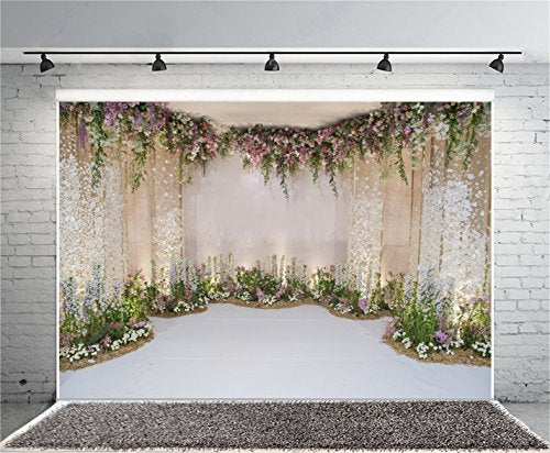 AOFOTO 8x6ft Wedding Backdrop Romance Archway Bridal Shower Flowers Wall Curtain Cradle Ceremony Banner Background for Photography Vinyl Anniversary Birthday Party Decoration Photoshoot Studio Props - size: 8x6ft