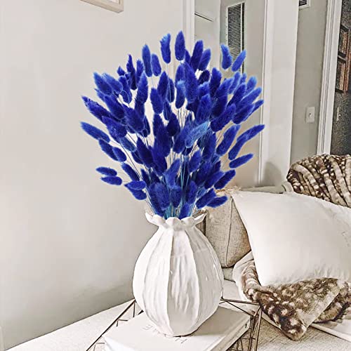 Uieke 17’’ Natural Bunny Tails Dried Flowers, 120 Pcs Dried Lagurus Ovatus, Dried Blue Pampas Grass Decor for Farmhouse Flower Arrangements Wedding Home Party Decorations - color: Blue-120pcs