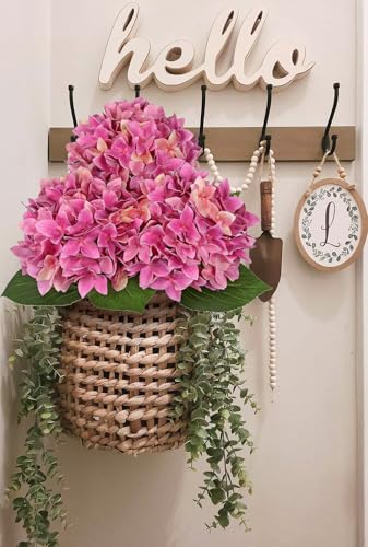 Artificial Hydrangea Flowers Real Touch Faux Hydrangeas Flower 7 Inch Large Hydrangea Heads with Unique Petal Shape, 23.6" Long Pink Hydrangeas Stems for Vase Wedding Home Table Centerpiece Decor - color: Purplish Pink