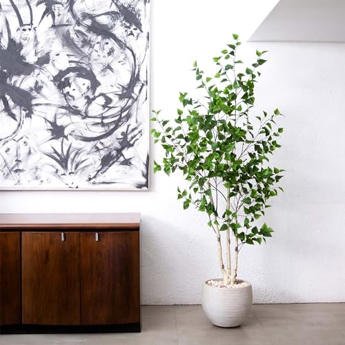 Nearly Natural 6ft. Artificial Birch Tree with Real Touch Leaves - size: 6ft