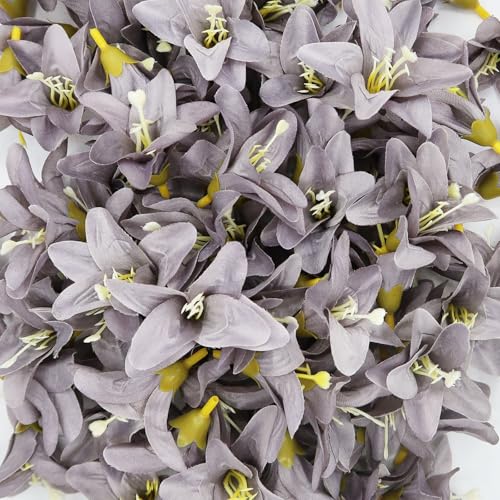 20 Pcs Artificial Lily Flower Head, Gray | Fake Flowers Heads, Simulation Small Lily, DIY Handmade, Wedding Photography Party Home Decoration - color: Grey