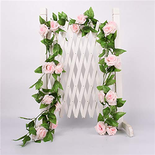 canjoyn 2 Pack 4.2 Feet/Piece Artificial Flower Vine Rattan Hanging Silk Rose Garland for Wedding Venue Backdrops Flower Walls Photo Background Bridal Showers, Baby Showers, and Event Decor (Pink) - color: Pink