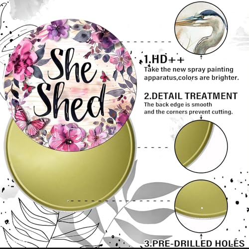 Vintage She Shed Round Metal Sign She Shed Decor Rustic Wreath Wall Decoration for Home Kitchen Garden Women Cave Indoor Outdoor Home Porch Window Decor 12 Inch - color: Thanksgiving 11, size: 12 inches