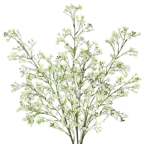 32.6" White Babys Breath Artificial Flowers Set of 3, Faux Baby Breath Flowers Artificial Plastic Flower for Decoration, Long Fake Babies Breaths for Tall Vase, Floral Arrangement, Wedding, Home Decor - color: # White Set of 3